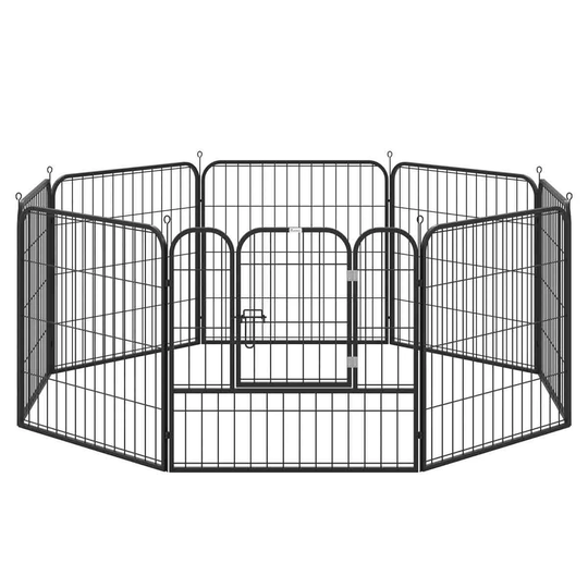 Pawhut 0.79 X 0.79M Pet Playpen w/ Metal Hutch Cage For Rabbits & Guinea Pigs & Puppies - Black