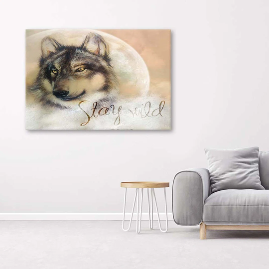 Canvas Print Wolf Animal Nature Beige