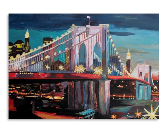 NYC Bridge 3 by M Bleichner - Unframed Painting Print on Paper