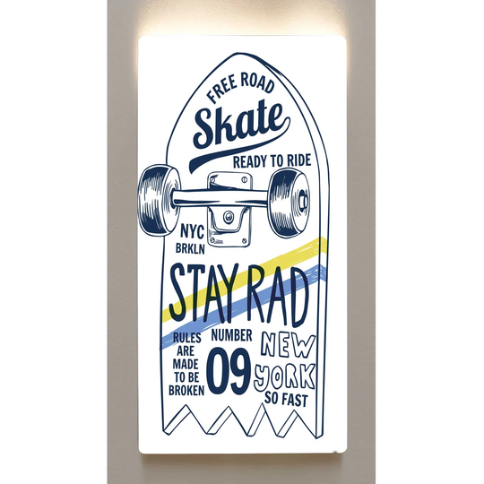 Backlight wall art on a wall with a metal motif, 60 x 120cm, on a magnetic board