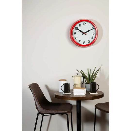 Interiors by PH Red Metal Lined Rim Wall Clock
