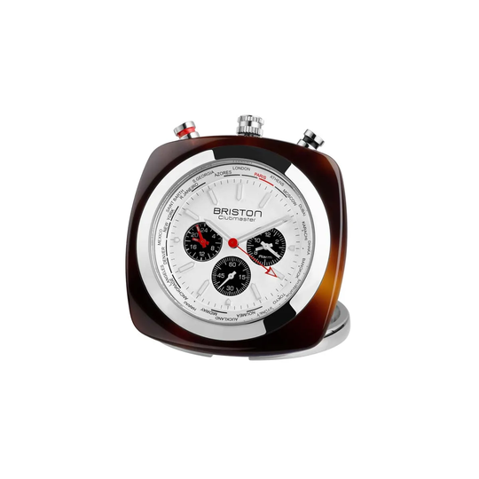 Briston Clubmaster Travel Alarm Clock - Tort Acetate/White Dial