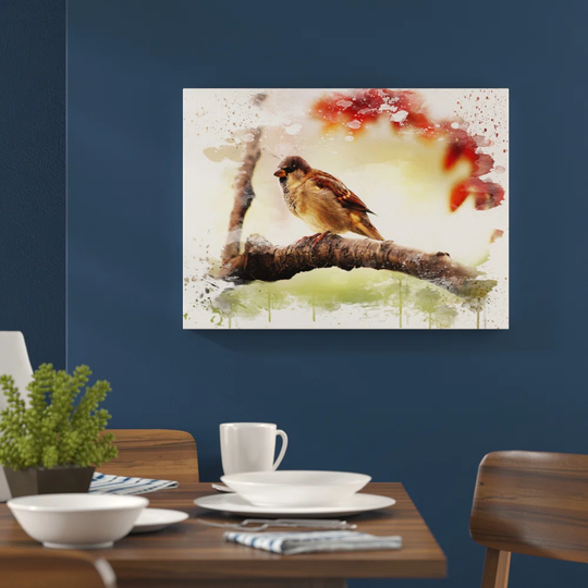 'Sparrow Tree Branch' Graphic Art Print Poster