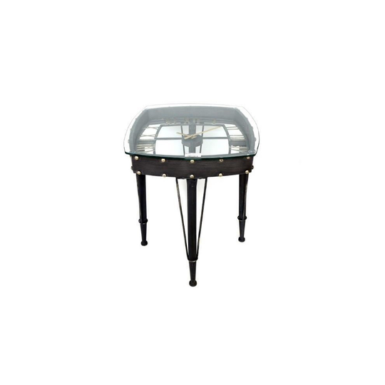 61X53Cm Glass Table Clock Iron Frame Skeleton Clock Side Table