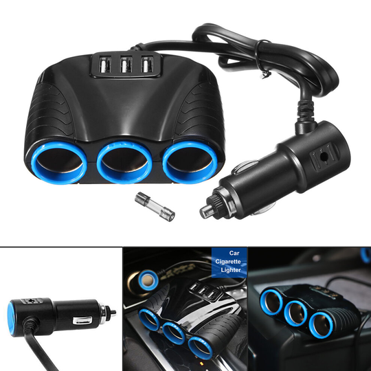 Multi Socket Car Cigarette Splitter Lighter Adapter USB Plug Charger