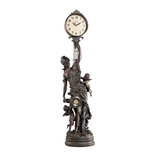 Grand-Scale Flora Sculptural Swinging Pendulum Tabletop Clock