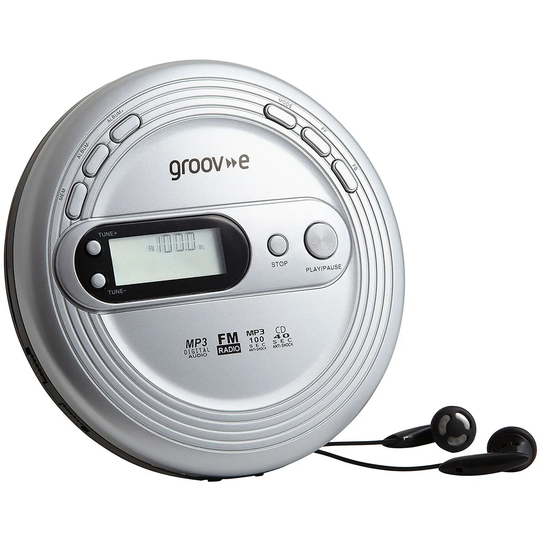 Groov-e Retro Series Personal CD Player with FM Radio - Silver