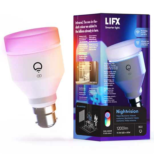 LIFX Nightvision A60 1200 lm B22 Bayonet Cap Full Colour with Infrared Smart LED Light Bulb