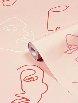 Furn Kindred Abstract Faces Printed Wallpaper