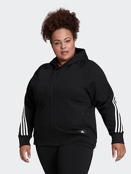 Adidas Sportswear Future Icons 3-Stripes Hooded Track Top (Plus Size) - Black/White