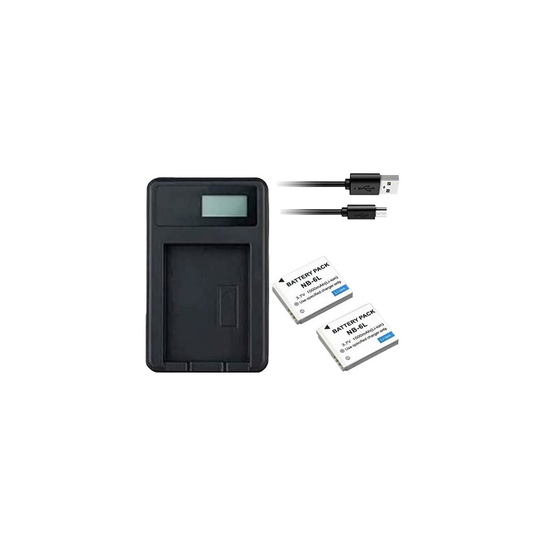 USB Charger and 2 Batteries For Canon PowerShot SX540 HS Camera