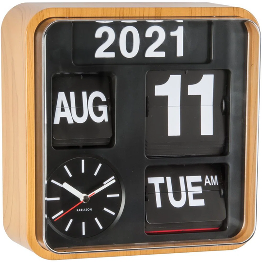 Flip Bamboo Wall Clock