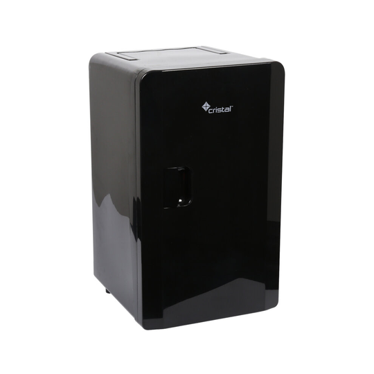 Cristal 16L Mini Fridge, Compact Refrigerator with Built-in 12V Adapter - Black