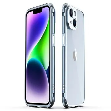 Polar Lights Style iPhone 14 Metal Bumper - Blue / Silver