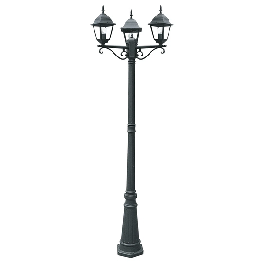 Black 3-Light 190Cm H Hardwired Lamp Post