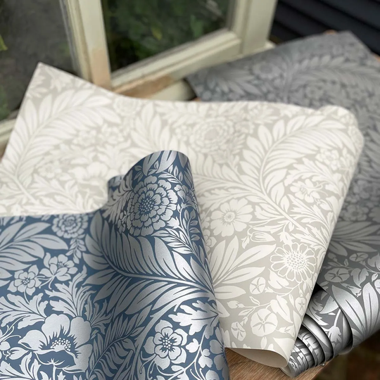Belgravia Decor Florence All Over Leaf Blue Wallpaper