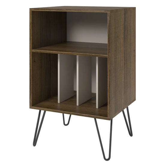Solstice Anthe Turntable Stand with Storage - Brown Oak/White