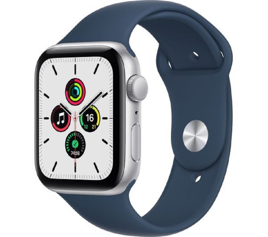 Apple Watch SE GPS, 44mm Silver Aluminium Case with Abyss Blue Sport Band - Regular
