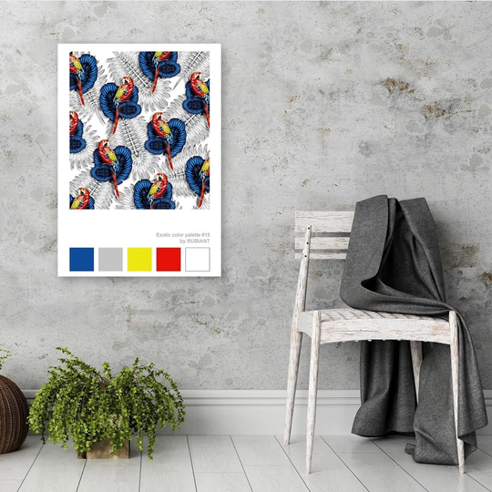 Poster, Parrots On Leaves