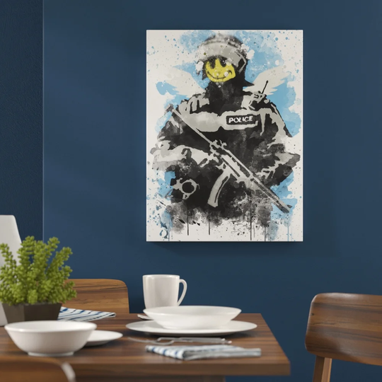 'Banksy Smiley Copper Wall Graffiti Art' Graphic Art Print Poster
