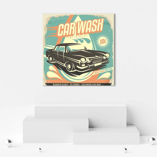 Canvas Print Vintage Sign Car Wash