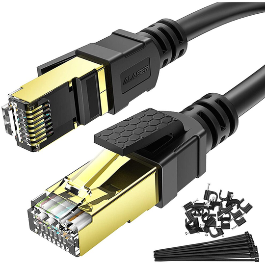 Ethernet Cable 2M Cat 8 Cable Alaser High Speed 2000MHZ 40GBPS Internet Network LAN Patch Cords Shielded Durable Gold Plated RJ45 Connector for Gaming