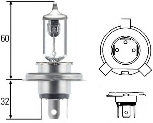 Bulb Headlight 8GJ002525-988 by Hella H4 CT 2.0