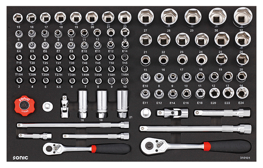 Sonic Socket Set 3/8" & 1/2", 101 Piece 310101
