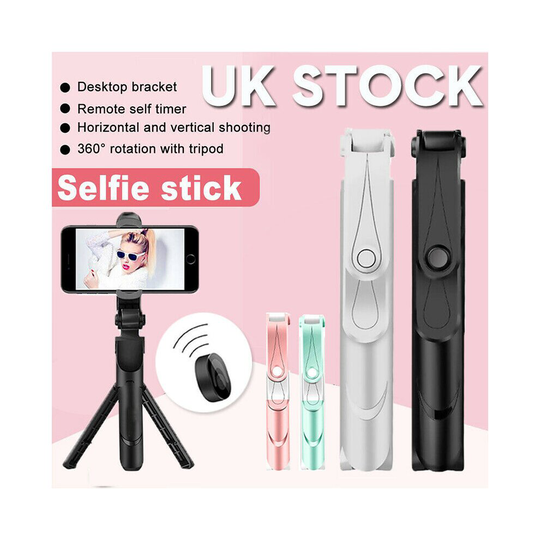 (Pink) 3in1 Wireless Bluetooth Selfie Stick Monopod Mini Tripod Remote For Android/IOS