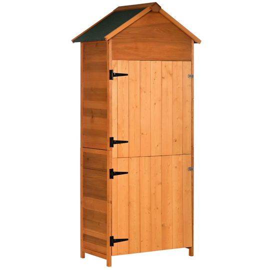 Outsunny 4-Tier Wooden Shelf Utility Cabinet - Teak