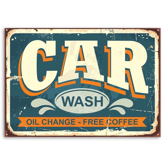 Canvas Print Car Wash Retro Sign