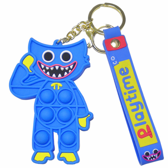 (Blue) Poppy Playtime Keychain Stress Relief Toy Huggy Wuggy Kits Gift