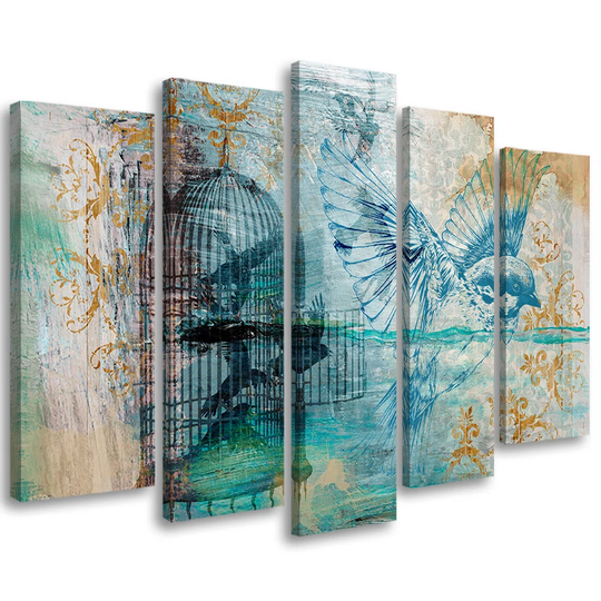 Canvas Print Birds Cage Retro