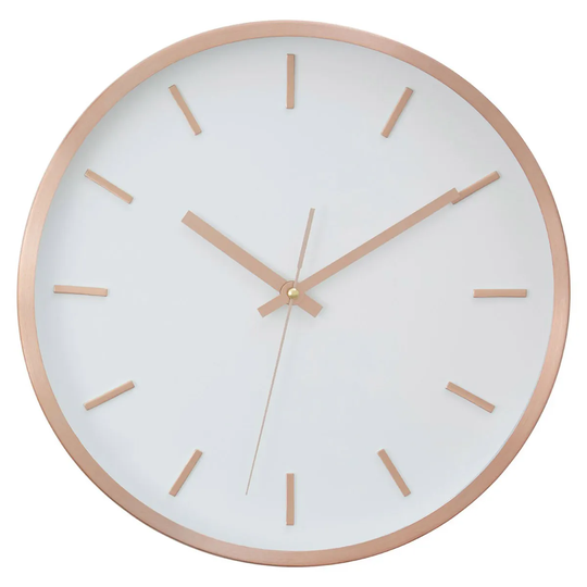 Premier Housewares Elko Round 3D Wall Clock - Copper Finish with White Face
