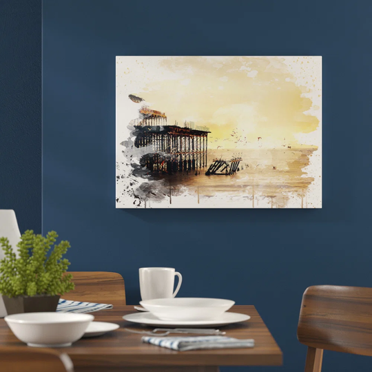 'West Pier Brighton Seascape' Graphic Art Print Poster