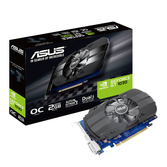 ASUS NVIDIA Geforce PH-GT1030-O2G GDDR5 64 Bit Memory PCI Express Graphics Card - Black