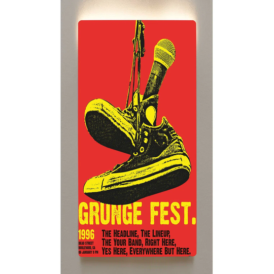 Backlight wall art M113 Grunge Festival metal motif picture 60 x 120cm magnetic board