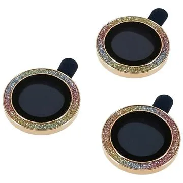 Rhinestone iPhone 14 Pro/14 Pro Max Camera Lens Protector - Colourful / Gold