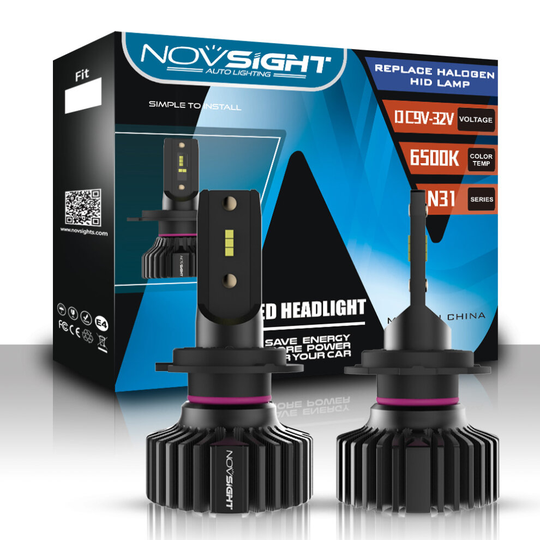 NOVSIGHT H7 Car LED Headlight Kits 50W 10000LM FOG Light Bulbs 6500K
