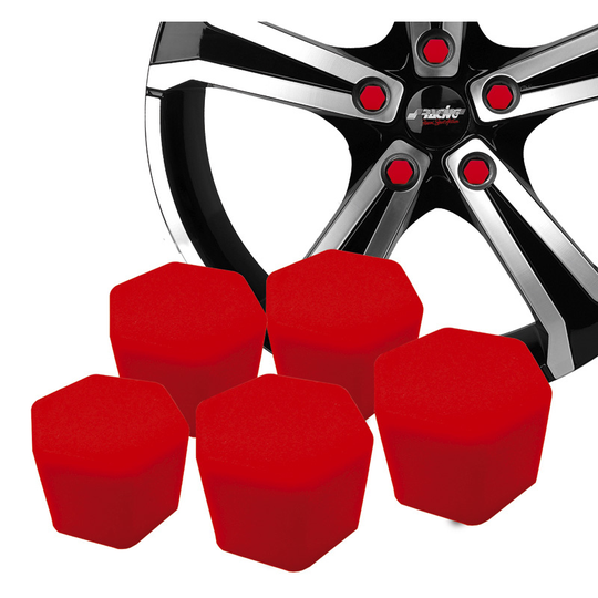 Simoni Racing Wheel Nut Caps Soft Sil - 19mm - Red - Set of 20 pieces SR CBR19