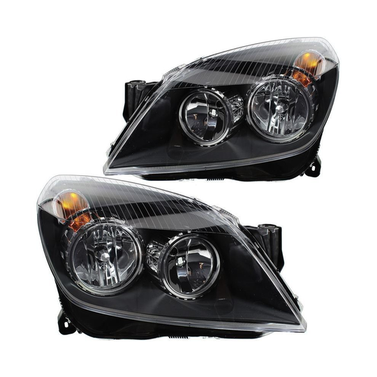 Vauxhall Astra H Mk5 2004-2007 Black Headlights Headlamps 1 Pair O/s & N/s