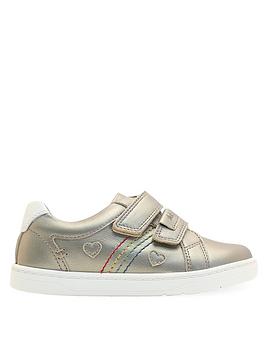 Start-rite Girls Fantasy Metallic Leather Heart Double Riptape Trainers - Gold, Gold, Size 11 Younger
