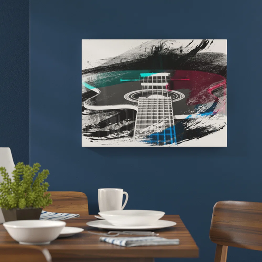 'Guitar Black and White' Graphic Art Print Poster