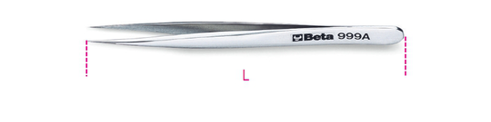 Beta Tools 999A Acid & Magnetic Resistant Extra Slim Spring Tweezers 120mm