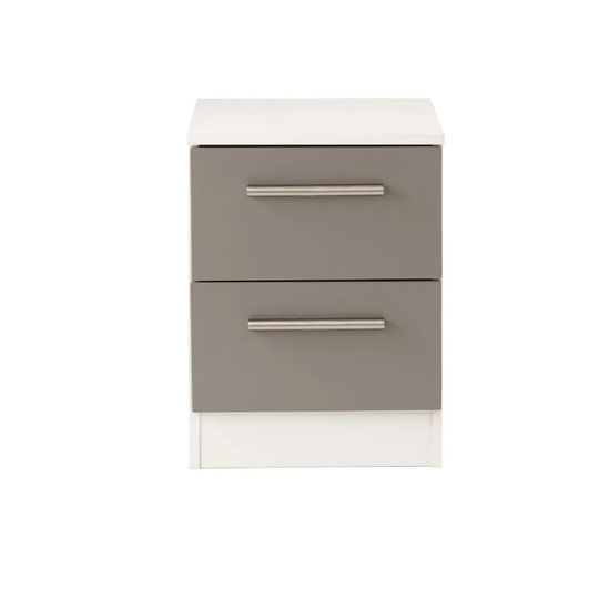Goodland Ready Assembled 2 Drawer Bedside Cabinet With Wireless Charging Dusk Grey/White