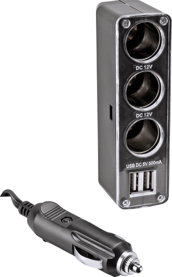Streetwize Triple 12V Socket Adapter With Two USB Ports