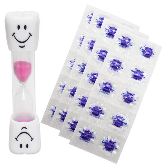 (Pink) Smile Toothbrush Timer & 40 Disclosing Tablets