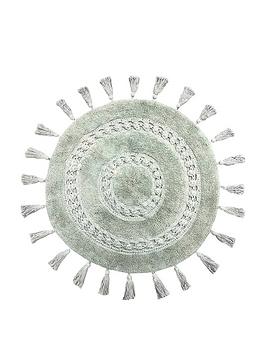 The Linen Yard Circle Tassel Mandala Cotton Non-Slip Bathmat