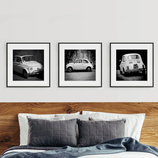 Fiat 500 Triptych - 3 Piece Picture Frame Photograph Print Set on Paper