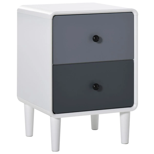 HOMCOM Simple 2 Drawer Bedside Table Grey Two Tone